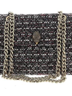 Tweed Chain Shoulder Bag in Black and Red - Women's Fashion